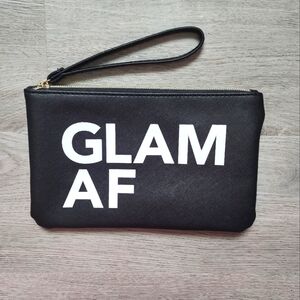 Crimes of Beauty Glam AF Graphic Black Women's Zip Closure Wristlet Handbag